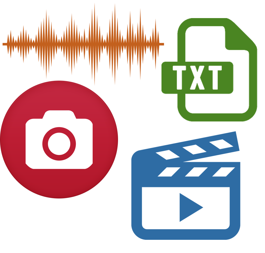 Ejemplos de datos no estructurados: audio, imágenes, video y archivos de texto