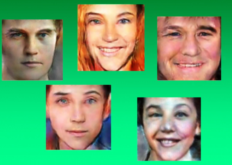 Ejemplos de algunos rostros generados por la red