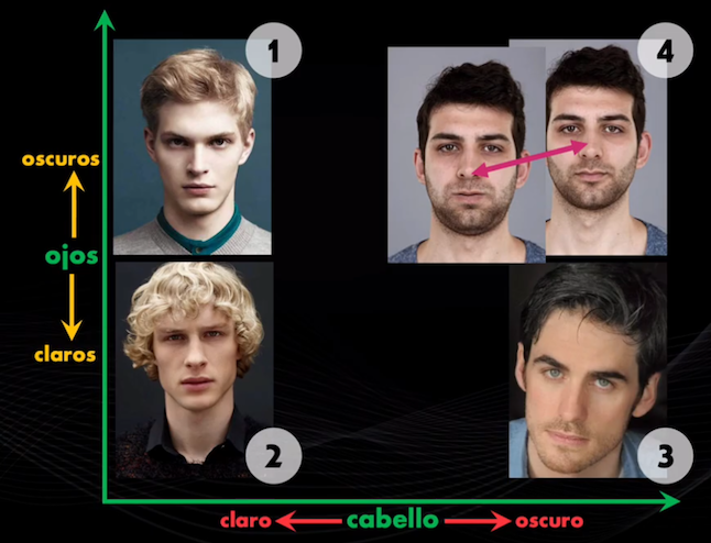 Al 'comparar' las características del rostro desconocido con las de los rostros de referencia, podemos lograr la identificación del sujeto